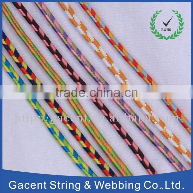 rayon braided coloured cord for lady's dress