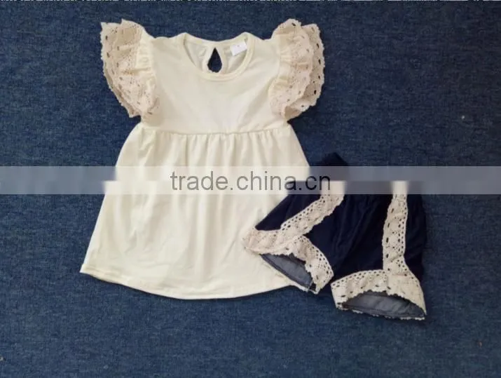 New design baby girl yellow top dress yellow ruffle floral print pants boutique clothing set