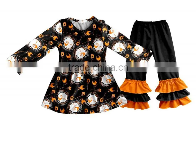 Newest Toddler ruffle pants Children Boutique Halloween Clothing Sets Kids Outfits Fall Baby Girl Clothes