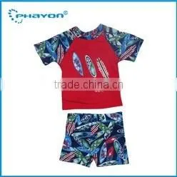 OEM & ODM 2 pieces of printed hooded rash guard surfing with UPF50+