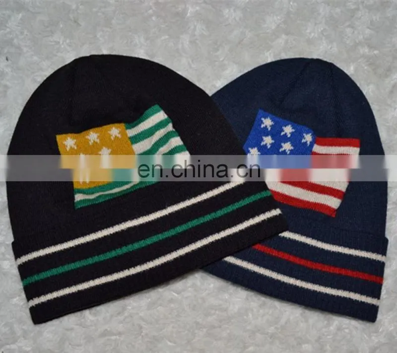 Winter Hat American Flag Acrylic Beanie