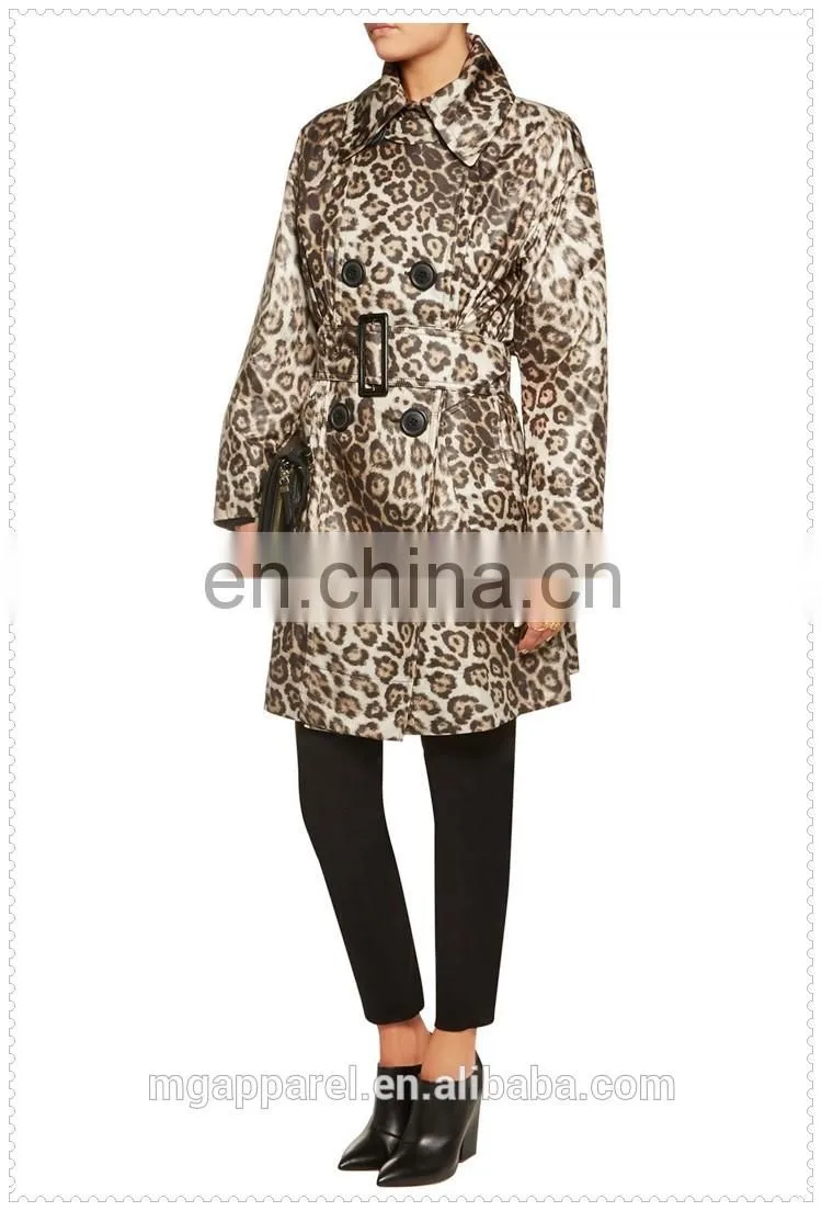 noble fashion women double-breasted animal print feminine winter coat