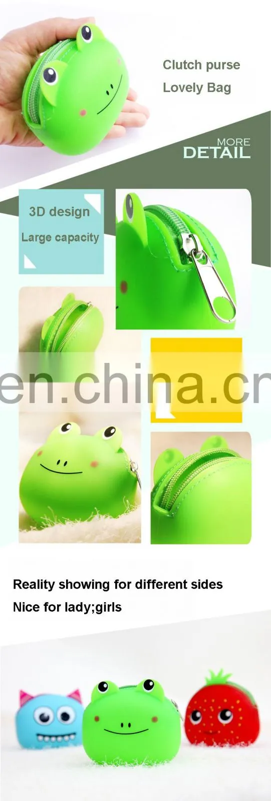 Ladies Clutch Coin Bag Custom Brand Change Money Wallet Promotional Silicone Purse
