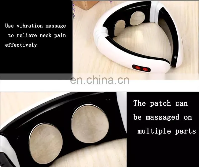 Electric U Shape Back Neck Shoulder Electrical Pulse Shock Body Massager Remote Control With Heat Portable EMS Neck Massager