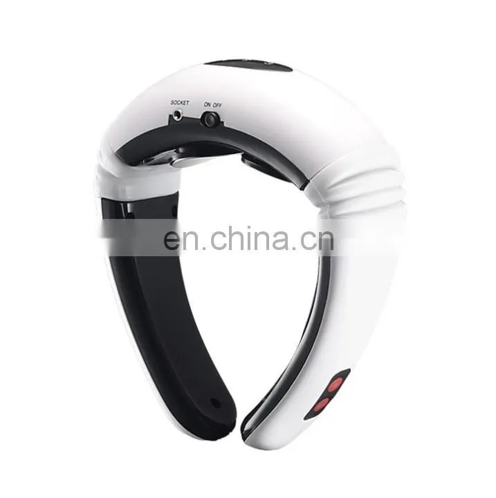 Electric U Shape Back Neck Shoulder Electrical Pulse Shock Body Massager Remote Control With Heat Portable EMS Neck Massager