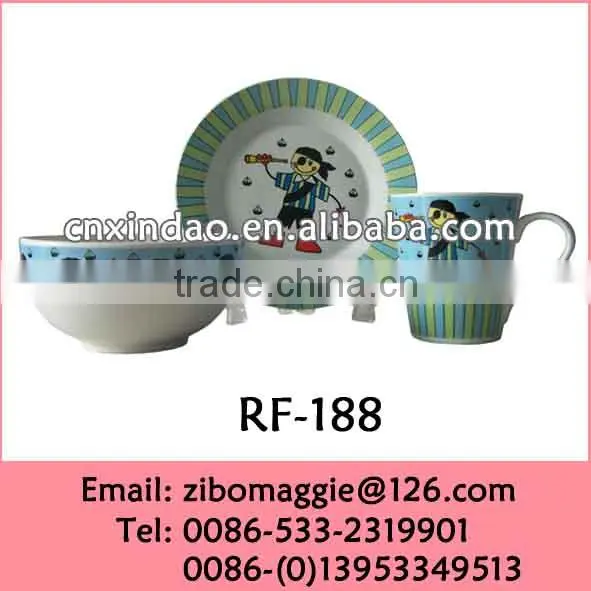 2014 Hot Sale Promotional 3pcs Kid's Ceramic Breakfast Dinnerware Set
