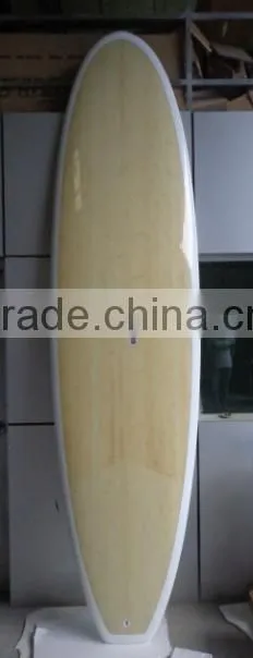 10'6" stand up paddle board with bamboo deck white bottom transparent SUP