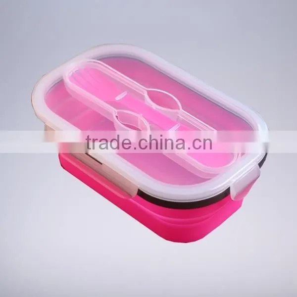 0.8L rectangle PP plastic lunch box with spoon/chopsticks