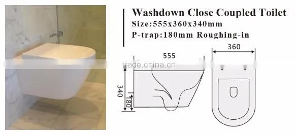 Wall hung Toilet P-trap 180mm Round WC Pan for Concealed Cistern or Console Flushing Cistern WATERMARK WC-6013