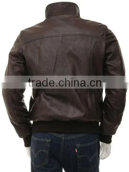 black distressed mens biker style leather jacket faded seam