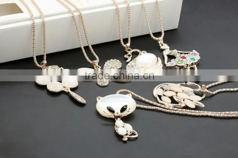 Fashion rhinestone long clothing accessories women's Opal pendants Joker personality sweater chain necklace