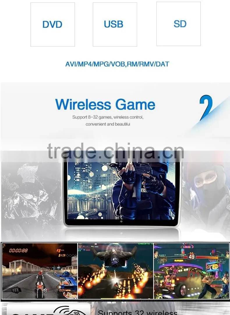 Universal motorized car monitor with 10.1 inch screen and play function ,suitable for all cars