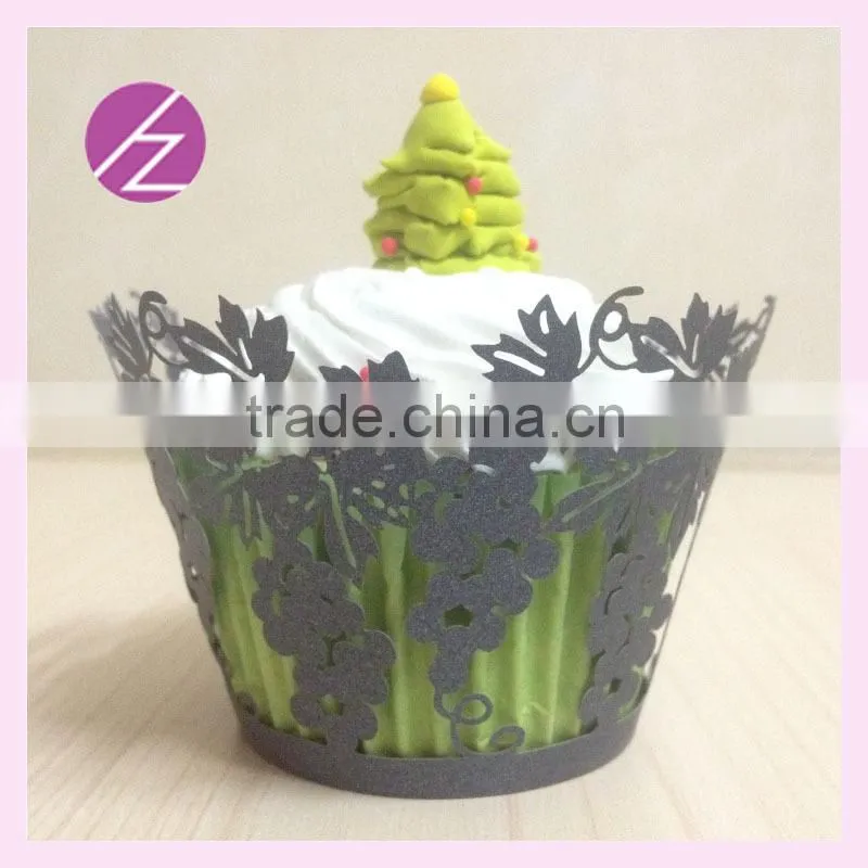 grape design assorted colours laser cut cupcake wrappers for sale DG-29