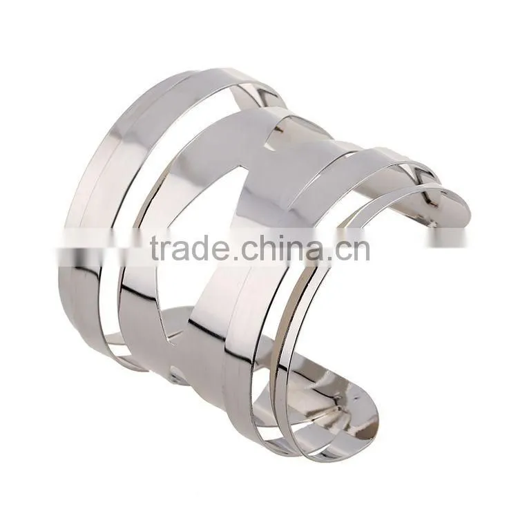 Simple Alloy Silver/Gold Plated Geometric Female Personality Metal Bangles