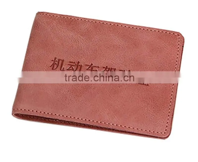 Factory hot sell fashion cow hide leather driving license wallet