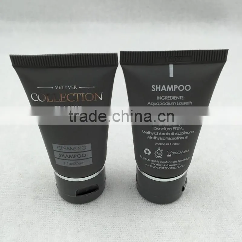 Luxury 30ml plastic hotel shampoo bottel/hotel shampoo