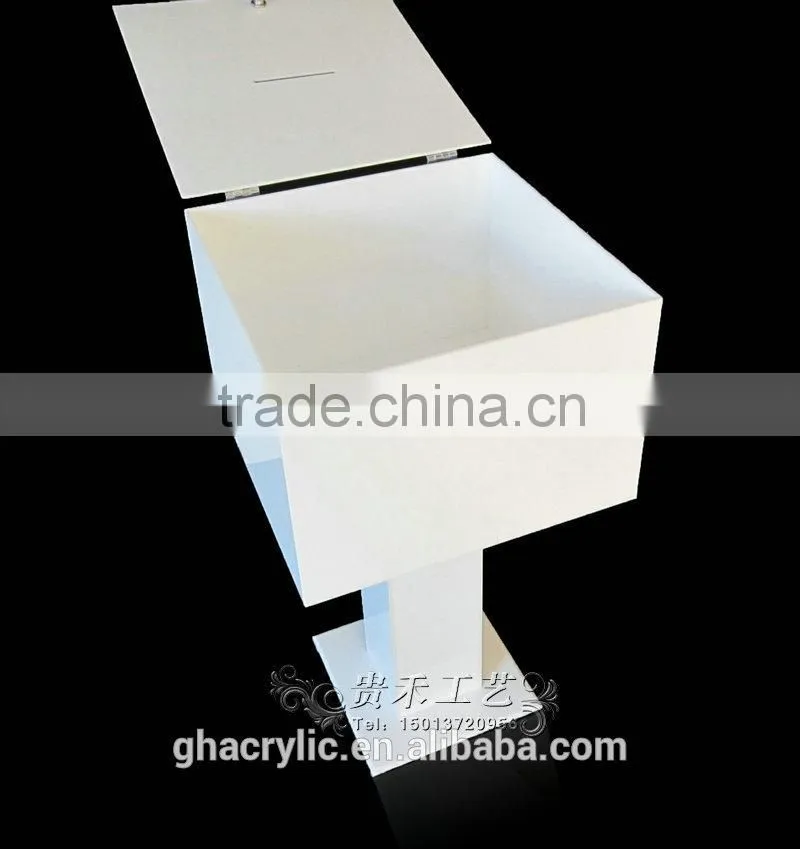 GH-RJ001Shenzhen factory wholesale acrylic donation boxes with locks/white donation boxes