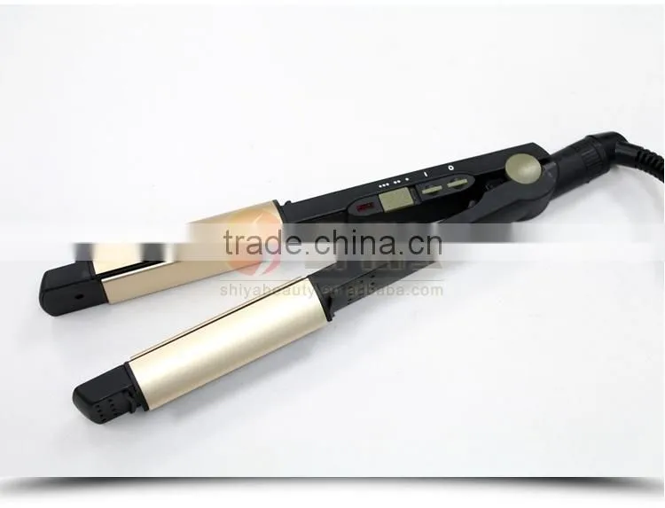 Buy multi-function titanium flat iron newest design 2 in 1 hair straightener/curling iron in china market SY-862