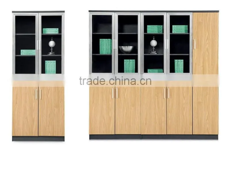 MDF wood glass door cabinet