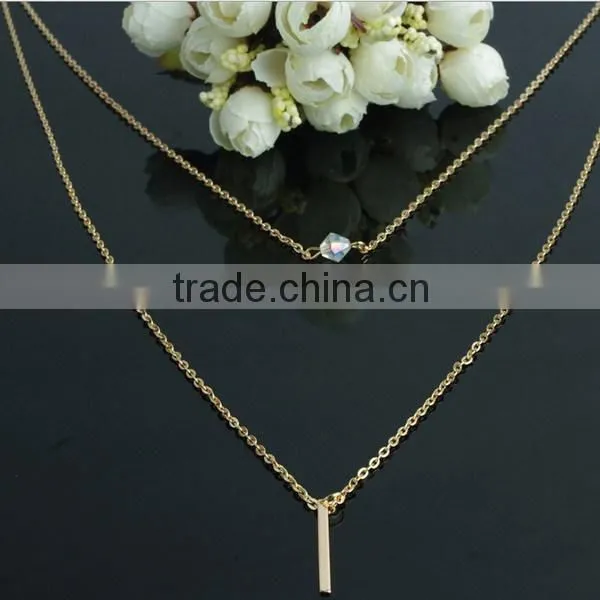 Chain necklace with crystal Set and Delicate Gold Necklace