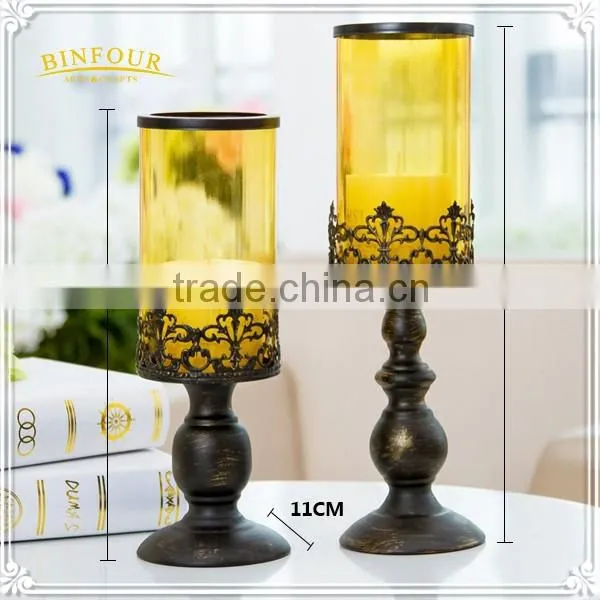 Morocco bronze candlestick vintage wrought iron glass home deco