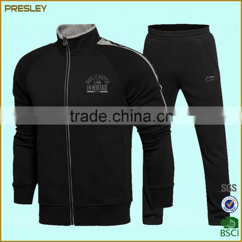 Hot sale men black zipper-up breathable polyester cheap plain hoodies for man
