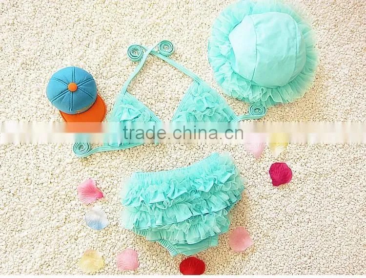 Cute Summer Girl Swimswear For Kids,Fashion Children Bikini Set With Hats