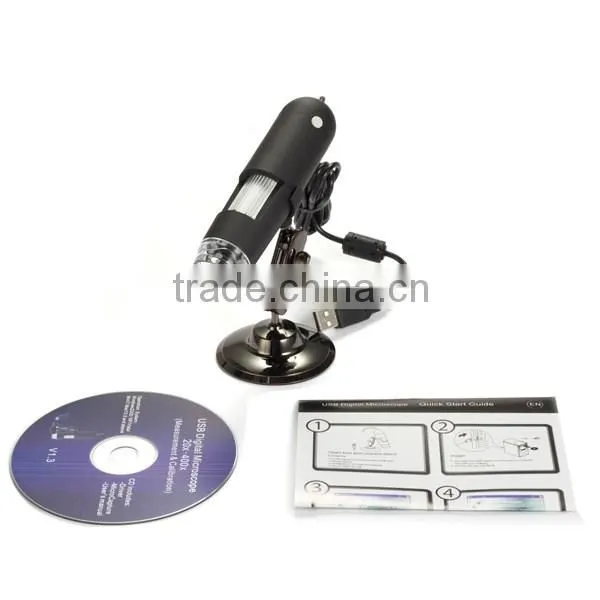 Hot mini handheld 20x-400x USB Digital Microscope with 8 LEDs Brightness Adjustable Measurement Software