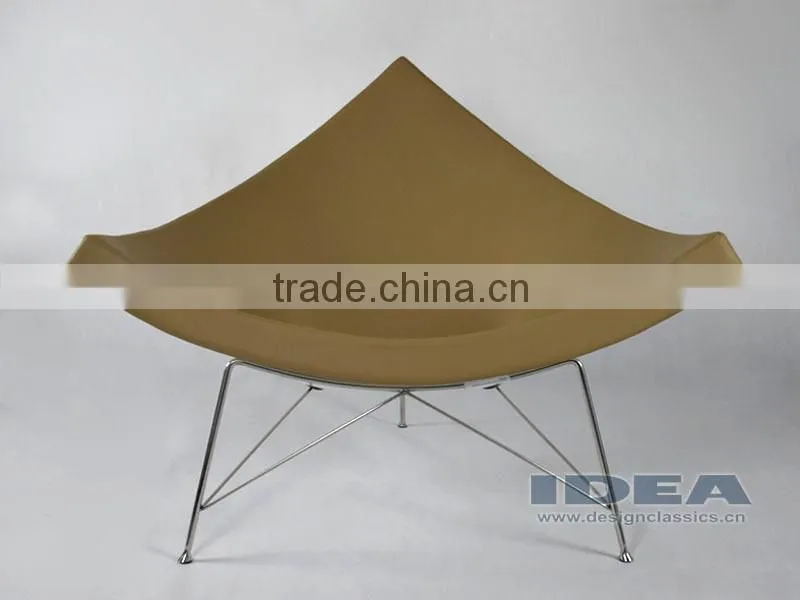 Replica Coconut Chair - White gloss fiberglass shell - Beige leather