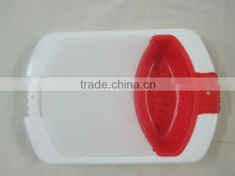 Over the Sink Colander & Cutting Board, Plastic cutting board with washing basin