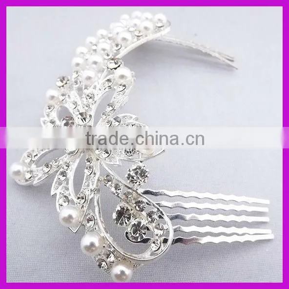 Luxurious rhinestone butterfly bridal hair comb for bride manufacturers China supplier BY 1871