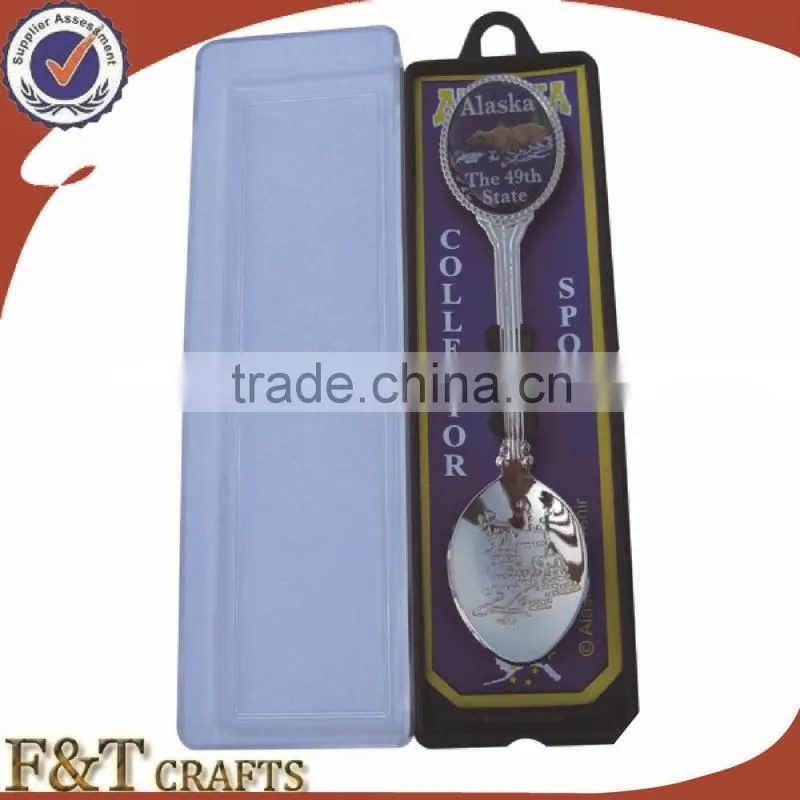 New desgin high quality nickle paster spoon/metal expoy spoon/souvenir spoon