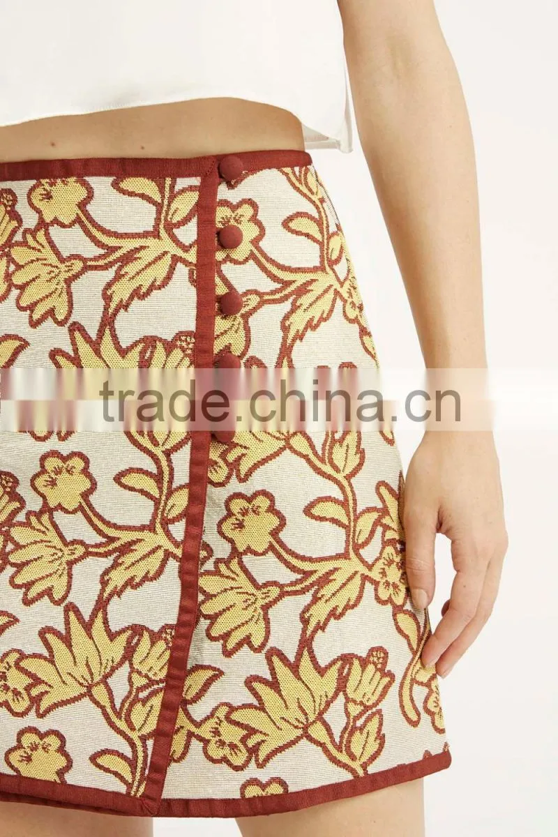 Floral Wrap High-Waisted Skirt