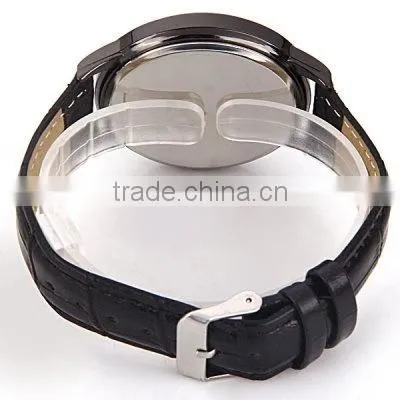 touch screen led watch with bule light three face leather pu brand