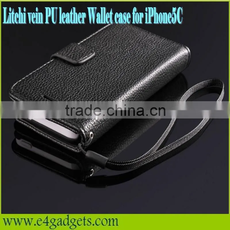 High quality Litchi Vein PU leather case for iphone5c,for iphone5c leather case