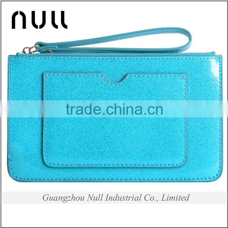 Hot Selling Candy Colorful Patent Leather Outside Pocket Zipper PU Wallet for Girl