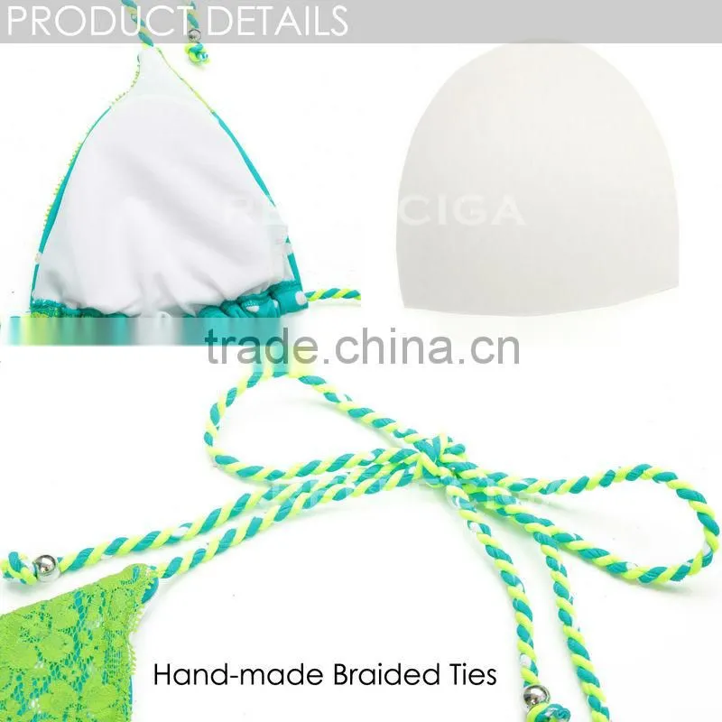 RELLECIGA 2016 Lace Triangle Bikini with Handmade Braided Ties