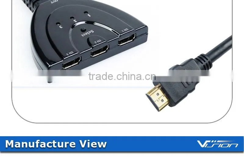 3 Port 1080p Hdmi Auto Switch Splitter Switcher HUB Box Cable LCD Hdtv