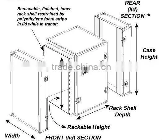 RK aluminum rack case,10U slant mixer rack/16u vertical rack system with caster board and removable covers