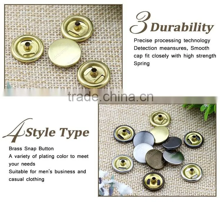 Chinese Button Factory Metal Color Brass Tin Button Ring Snap Button for Coat and Jacket
