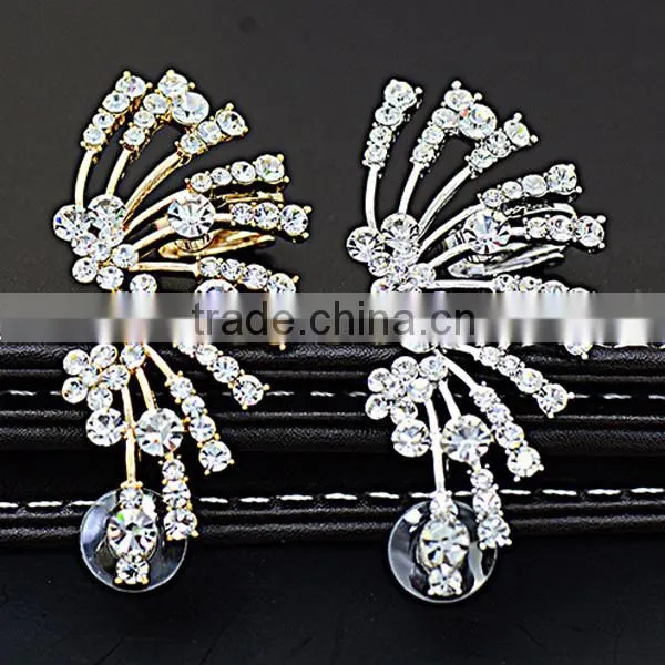 sector shape artificial man made full diamonds earrings woman