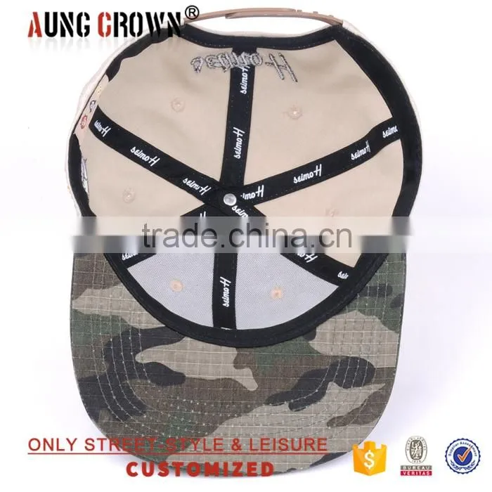 Unique fashion wolesale embroidery camo flat brim hat snapback