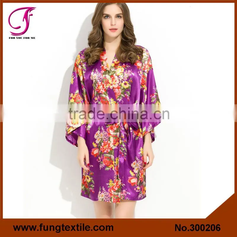 FUNG 3002 New Flower Satin Robe for Wedding
