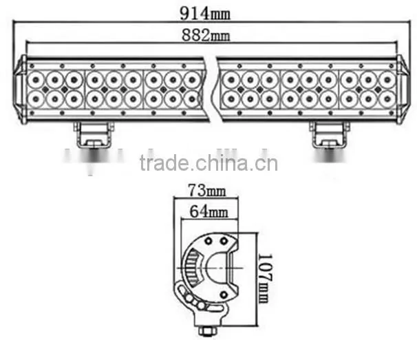 4x4 high power led driving light bar offroad 42PCS*3W 4x4 led light bar 20''