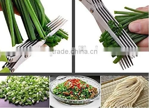 5 layers herb scissor for kitchen scissor soft grip