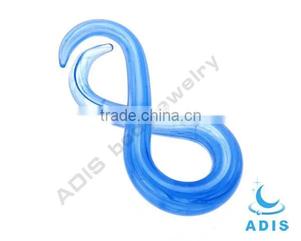 Light blue "8" shaped glass ear stretcher plug body jewelry glass piercing