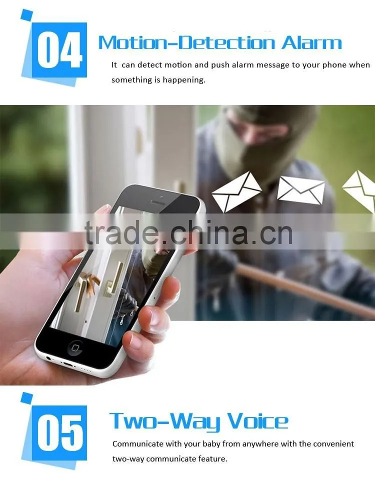 Motion Detector Pan and Tilt 960P Two Way Audio Night Vision Wireless IP Camera