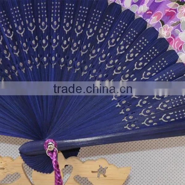 New style high quality silk bamboo folding fan with flower