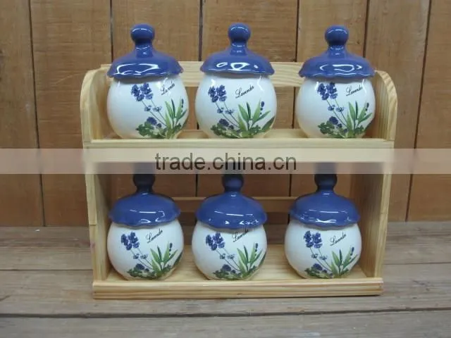 Ceramic Material Pasta Food Storage Jar with Lavender Design