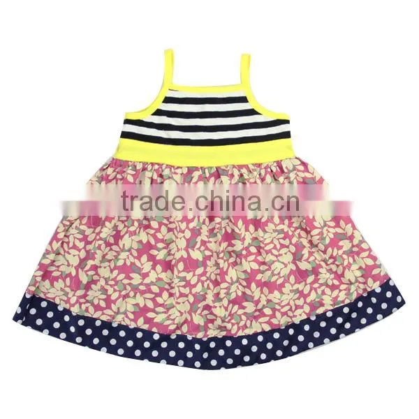 Kaiyo factory cheapest children's boutique clothing cute dress spaghetti strap dress print summer dresses